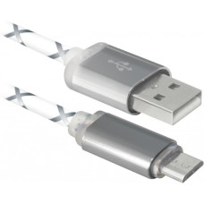 Дата кабель USB 2.0 AM to Micro 5P 1.0m GrayLED backlight Defender (87554)