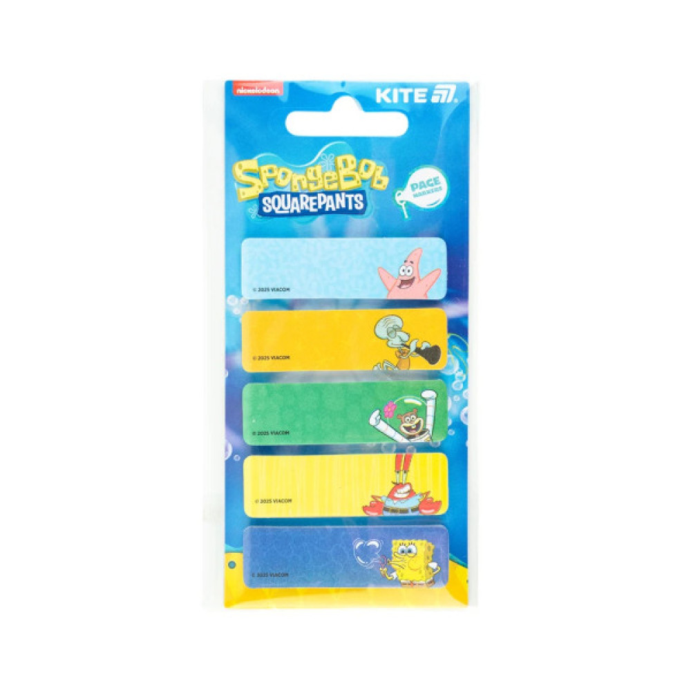 Стікер-закладка Kite паперова з малюнком Sponge Bob, 100 шт, 5х15х50 мм, прямокутна (SB25-480)