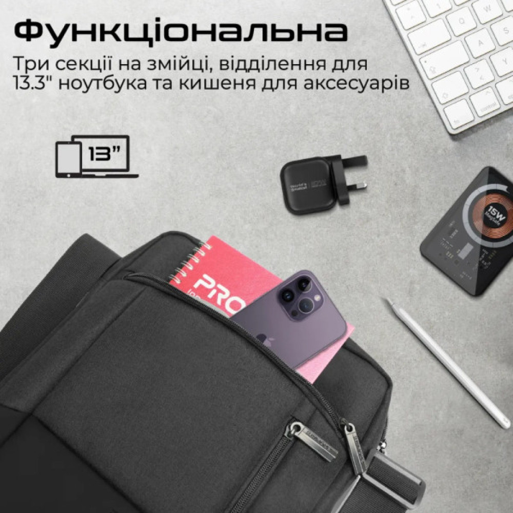 Сумка для ноутбука Promate 13.3" Satchel-HB black (satchel-hb.black)