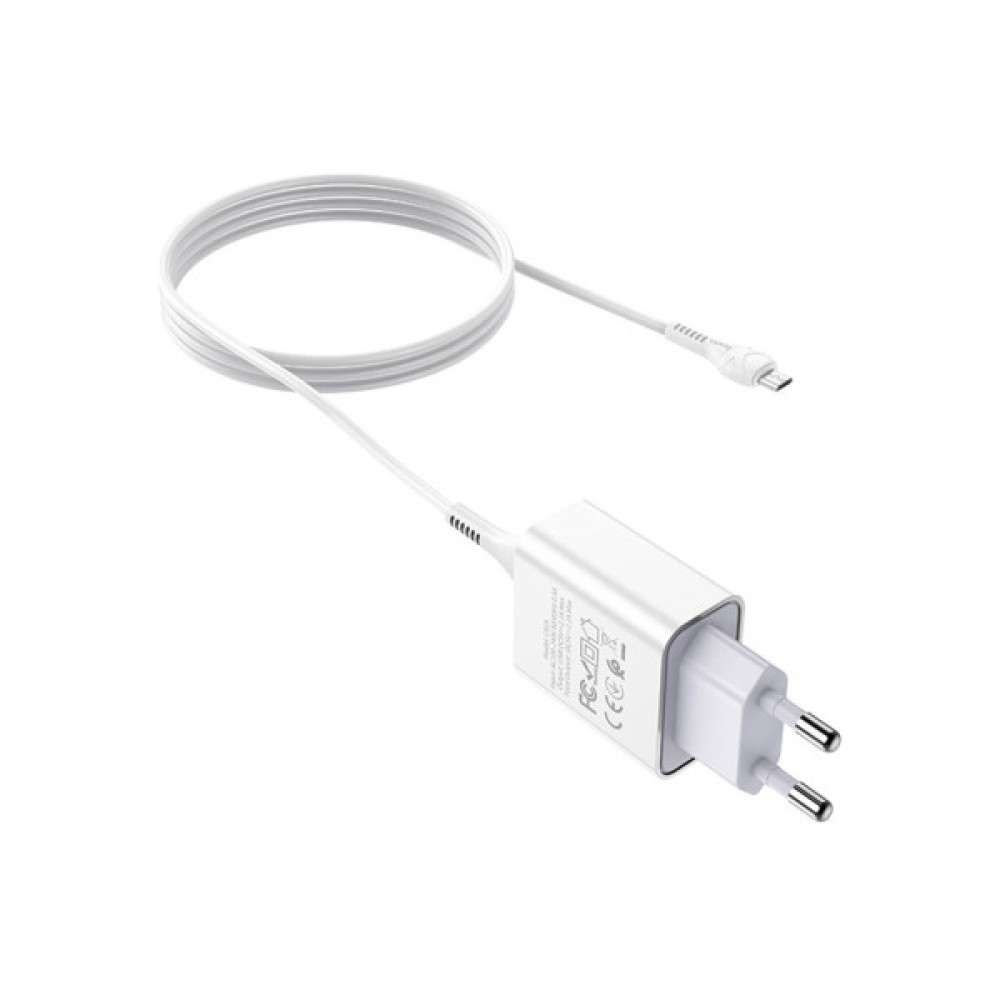Зарядний пристрій HOCO C81A Asombroso USB + cable Micro 5P 10.5W White (6931474727954)