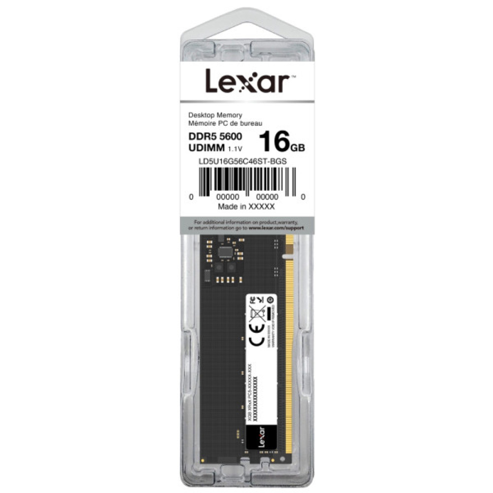 Модуль пам'яті для комп'ютера DDR5 16GB 5600 MHz Black Lexar (LD5U16G56C46ST-BGS)