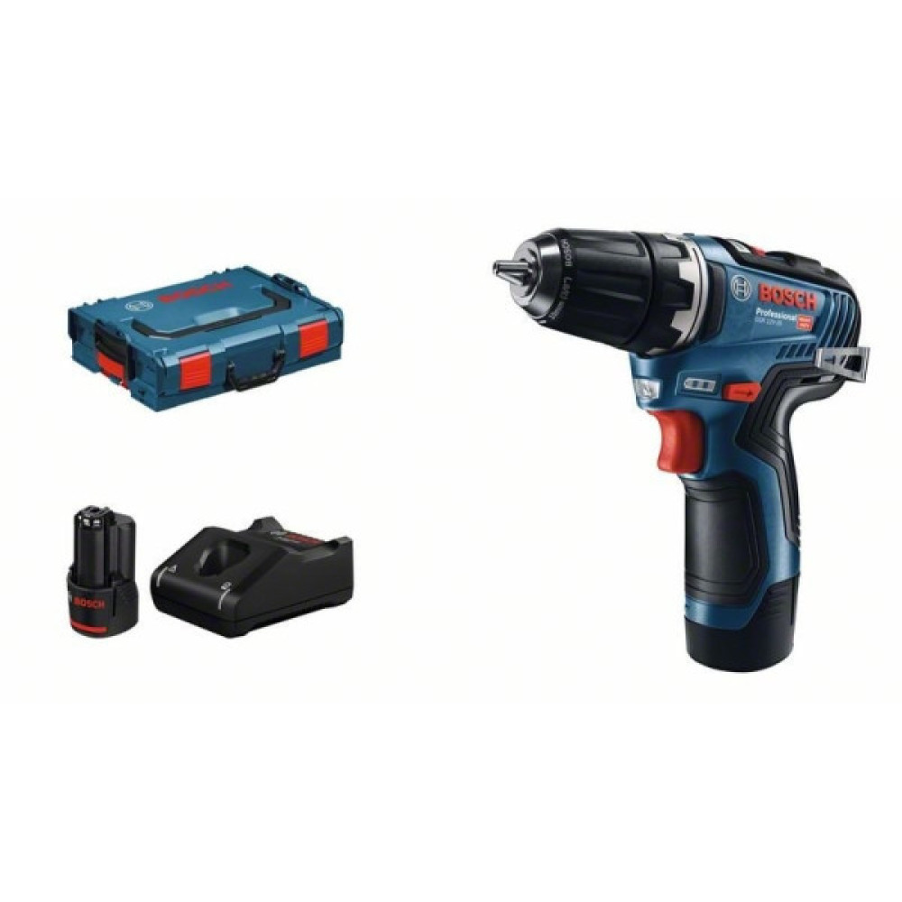Шурупокрут-дриль акумуляторний Bosch Professional GSR 12V-35 безщітковий 12 2x3.0А·год 35Нм 460·1750об·хв 0.75кг AutoLock L-BOXX 102