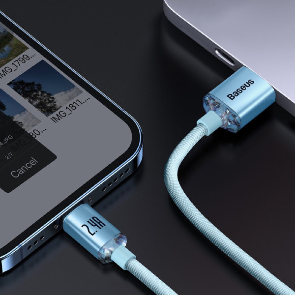 Дата кабель USB 2.0 AM to Lightning 2.0m 2.4A sky blue Baseus (CAJY001203)
