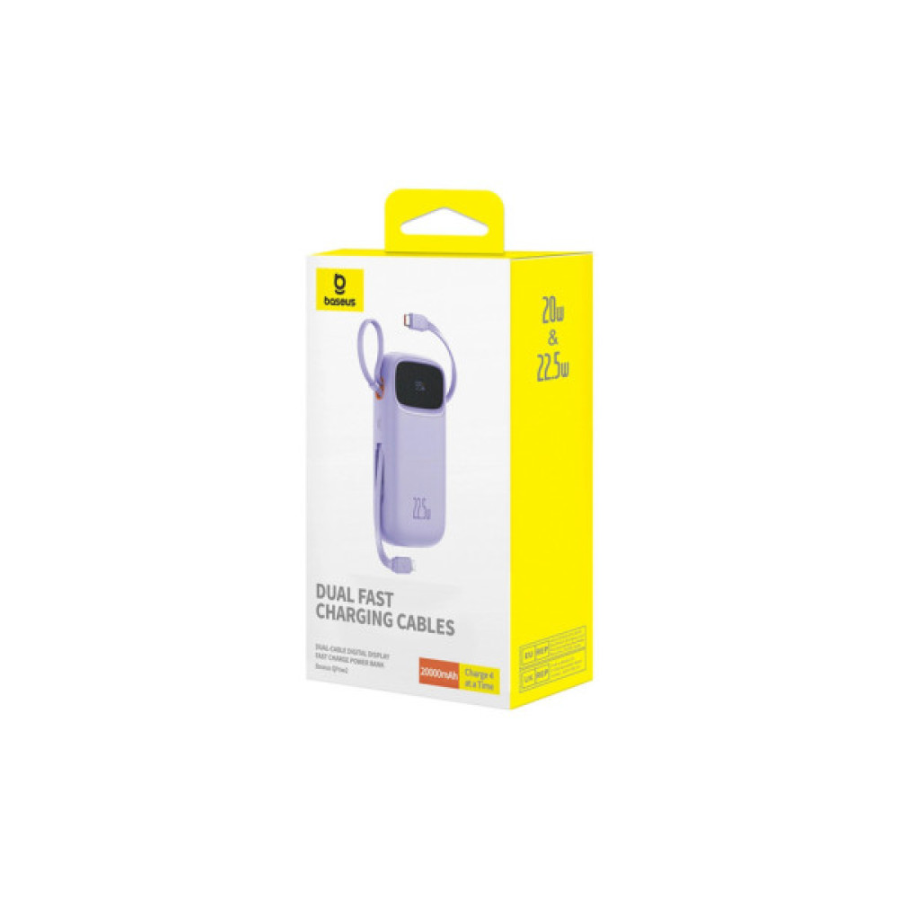 Батарея універсальна Baseus Qpow2 20000mAh 22.5W PD, QC/3.0, Purple (P10055002513-00)
