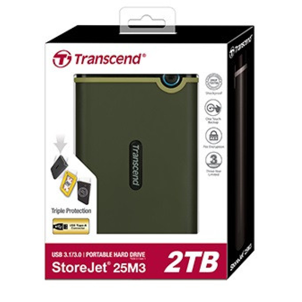 Портативний жорсткий диск Transcend 2TB USB 3.1 StoreJet 25M3 Зелений