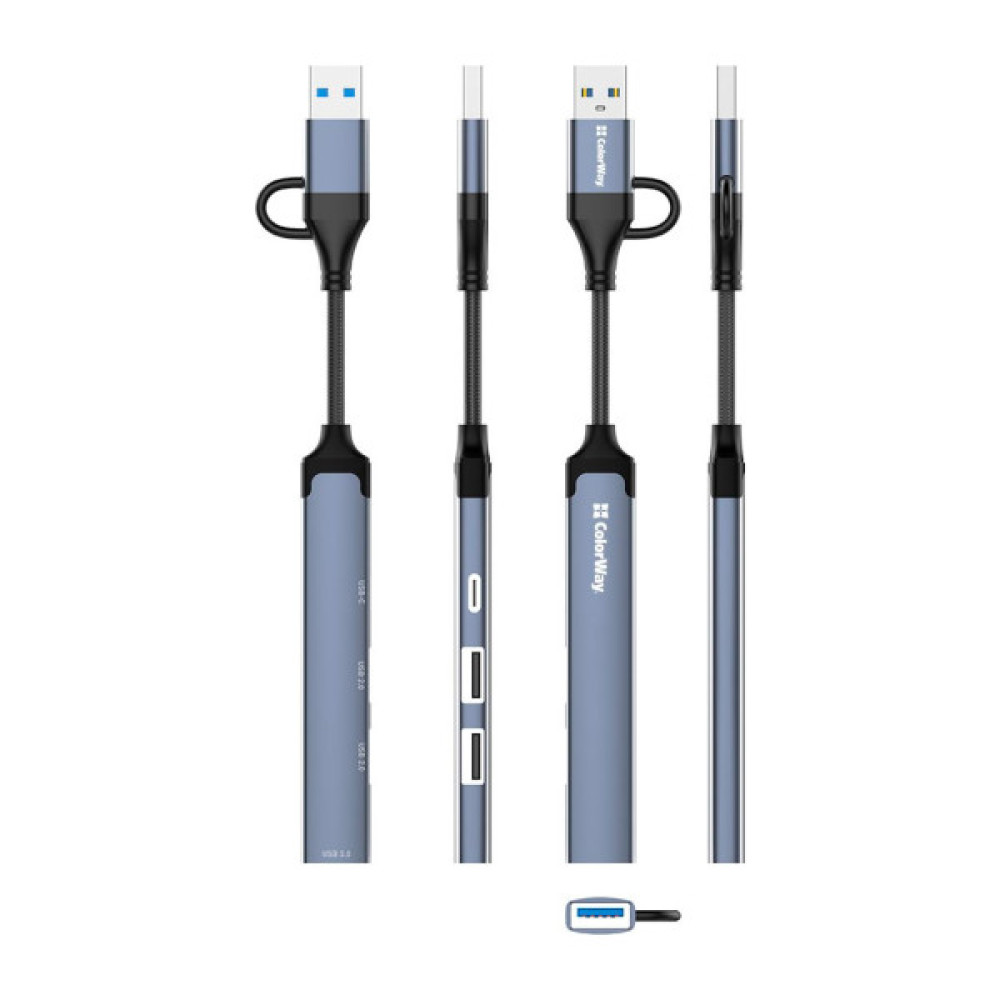 Концентратор ColorWay USB-A/USB-C 4-in-1 USB2.0х2/USB3.0/USB-C2.0 (CW-HUB06)