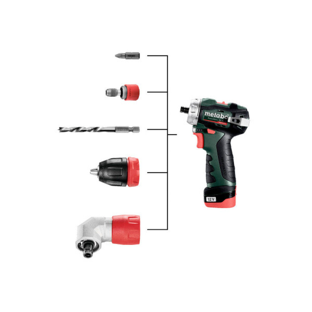 Шурупокрут-дриль акумуляторний Metabo PowerMaxx BS BL Q 12В 2х2.0А·год 20·38Нм кейс 0-400·0-1500об/хв 0.8кг
