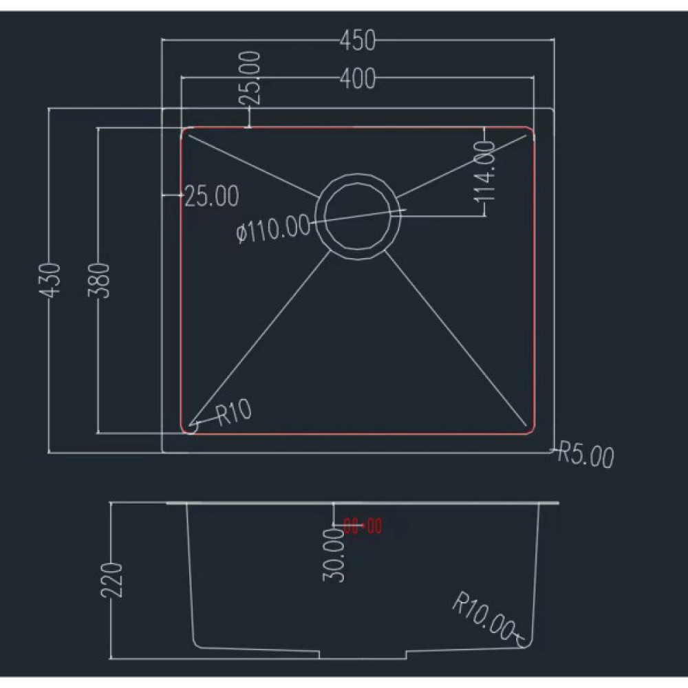 Мийка кухонна GRANADO Under top STEEL S304 (GS08304)