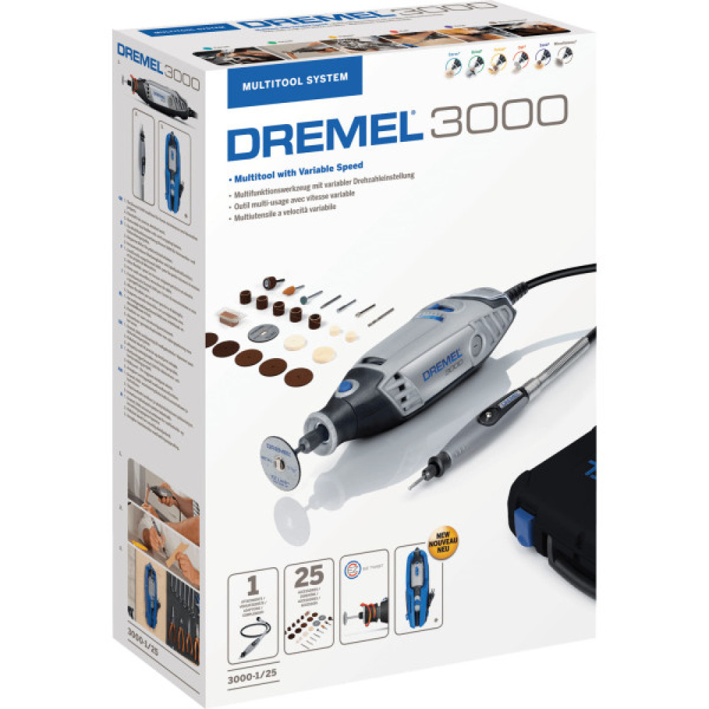 Шліфмашина шліфувально-гравірувальна Dremel 3000-1/25 130Вт 10000-33000об/хв 25 насадок кейс 0.55кг