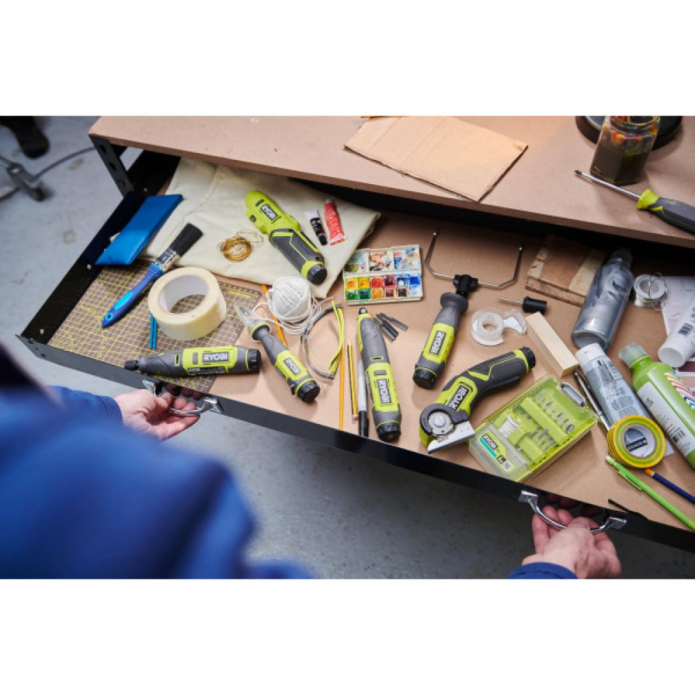 Викрутка акумуляторна Ryobi USB Lithium RSD4-120TA2 4В 1х2А·год 5Нм 200об/хв 2 насадки 10 біт 0.31кг кейс