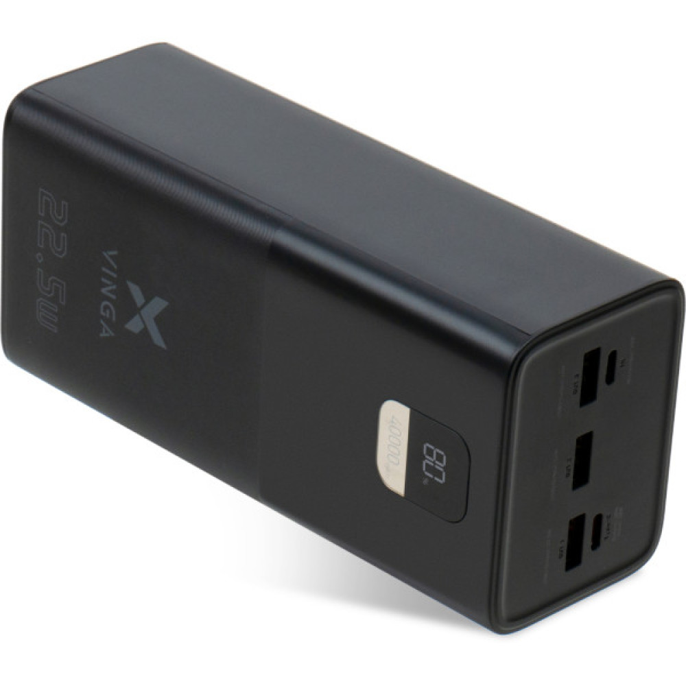 Батарея універсальна Vinga 40000 mAh 22.5W Display Black (VPBB4022)