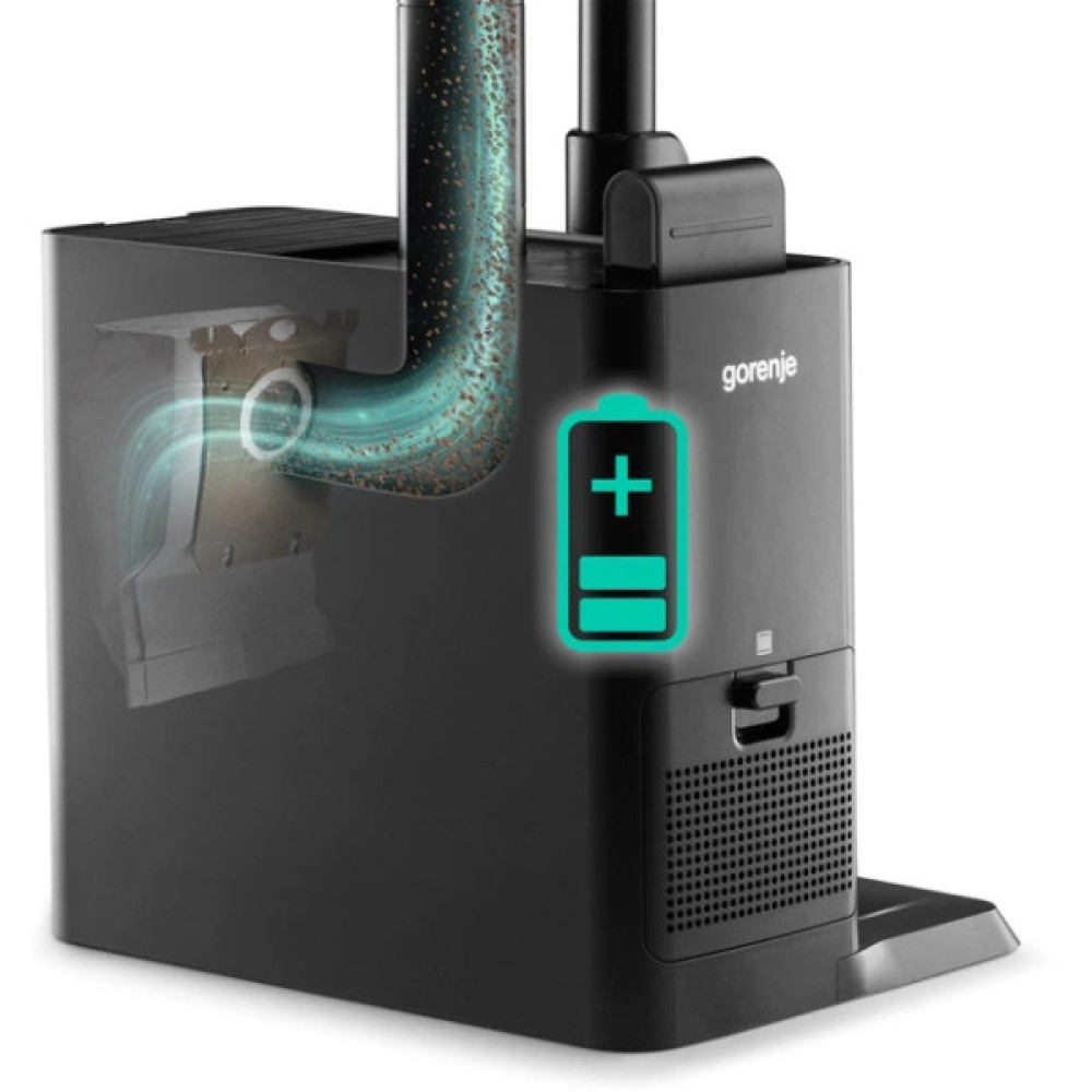 Пилосос Gorenje бездротовий, 190Вт, конт пил -0.6л, автон. робота до 60хв, HEPA, підсвічування, індикатор, турбощітка, антрацит