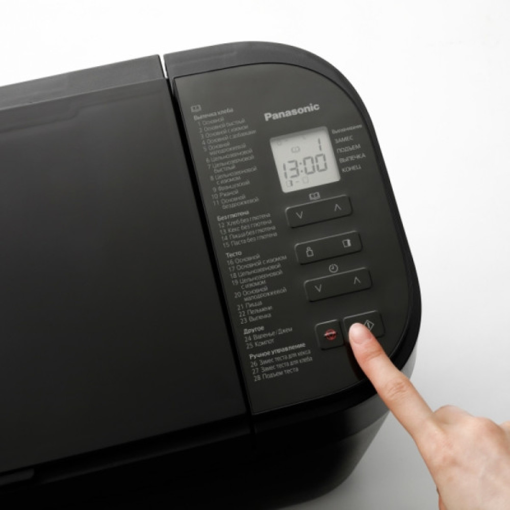 Хлібопічка Panasonic 550Вт, програм-28, макс.вага -1.25кг, форма-прямокутник, пластик, чорний