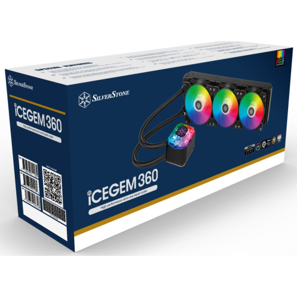 Система рідинного оxолодження SilverStone Icegem 360P-ARGB, LGA2066, 2011, 1366, 115x, 1366, TRX4TR4, AM4, AM3, AM3+, AM2, AM2+, FM1, FM2, TDP350W, чорний