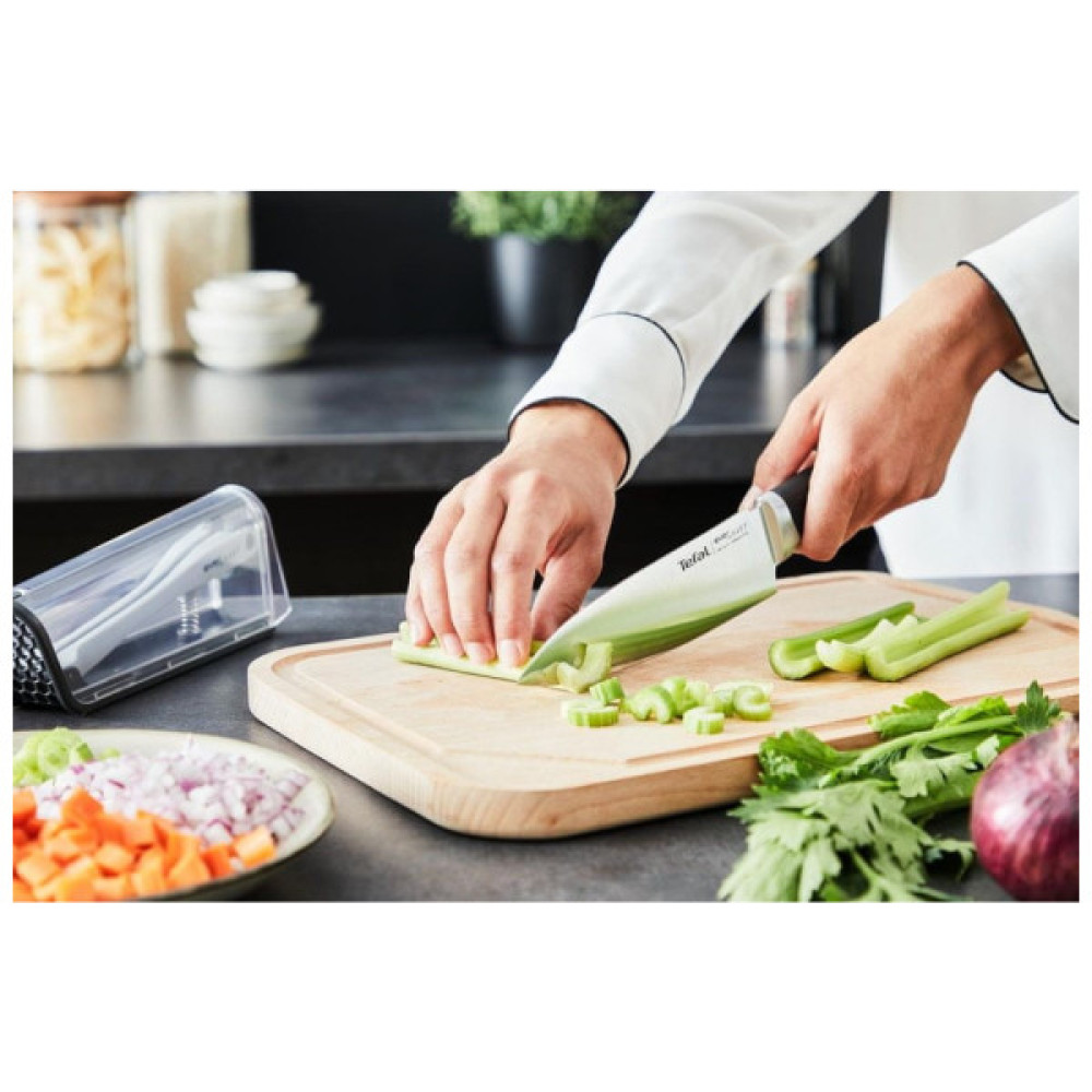 Кухонний ніж Tefal Eversharp, 16.5см, з чохол-точило нержавіюча сталь, чорний (K2569004)