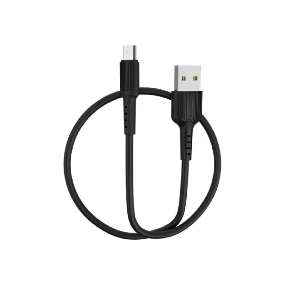 Дата кабель USB 2.0 AM to Micro 5P 1.0m 2A PVC BX16 black BOROFONE (6957531099499)