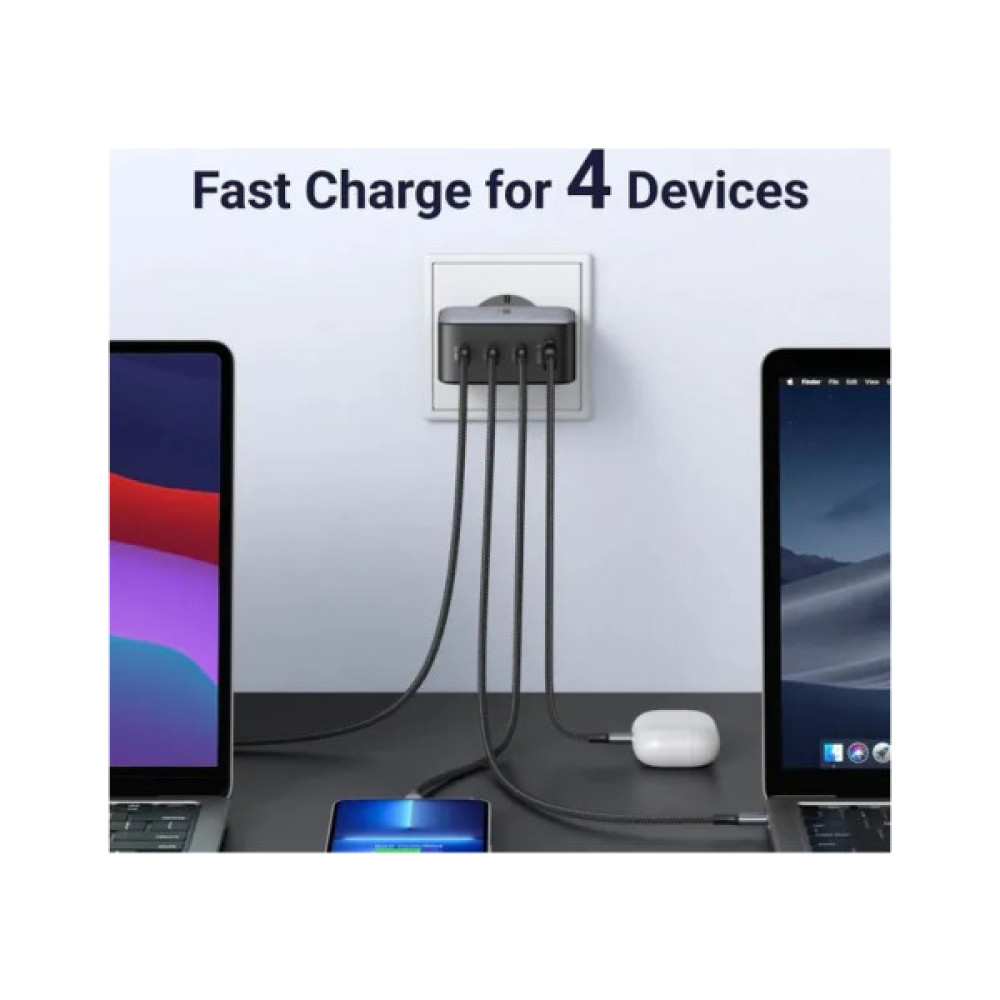 Зарядний пристрій Ugreen 4xUSB 100W (3xUSB-C+USB-A) Gan Tech Fast GAN Charger black CD226 (40747)