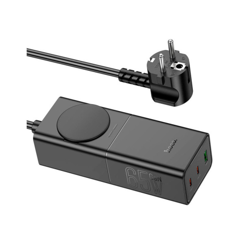 Зарядний пристрій HOCO NS4 Sharp desktop socket 2xUSB-C + USB-A PD65W Black (6942007617352)