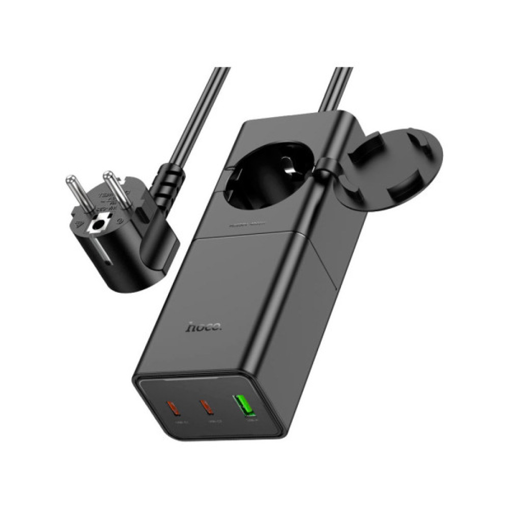 Зарядний пристрій HOCO NS4 Sharp desktop socket 2xUSB-C + USB-A PD65W Black (6942007617352)