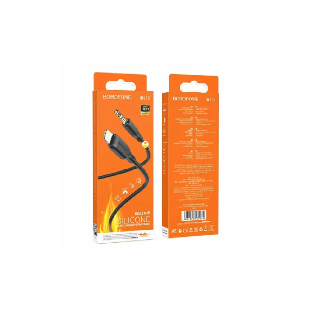 Кабель мультимедійний Lightning to 3.5mm M 1.0m silicone black BOROFONE (6941991101045)