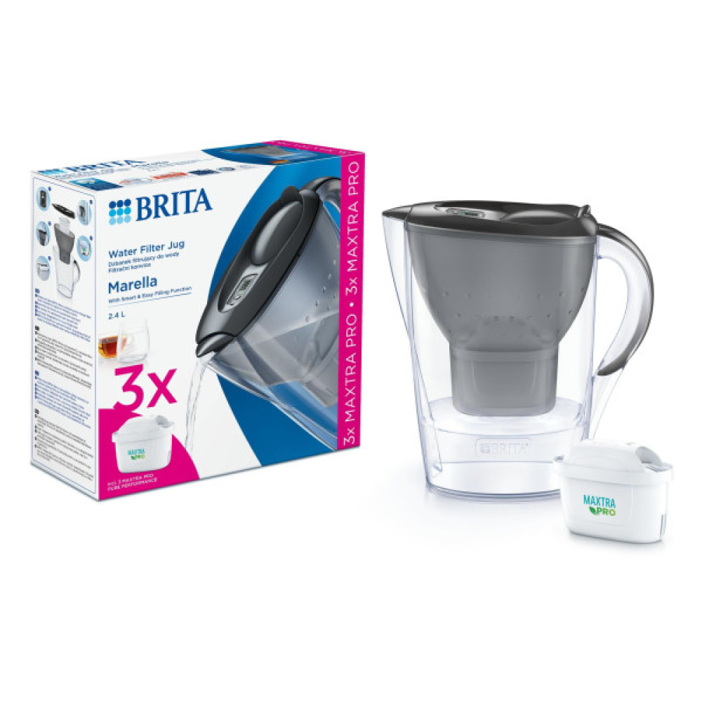 Фільтр-глечик Brita Marella Memo MXPro 2.4л (1.4л очищеної води) + 3 картриджа графіт