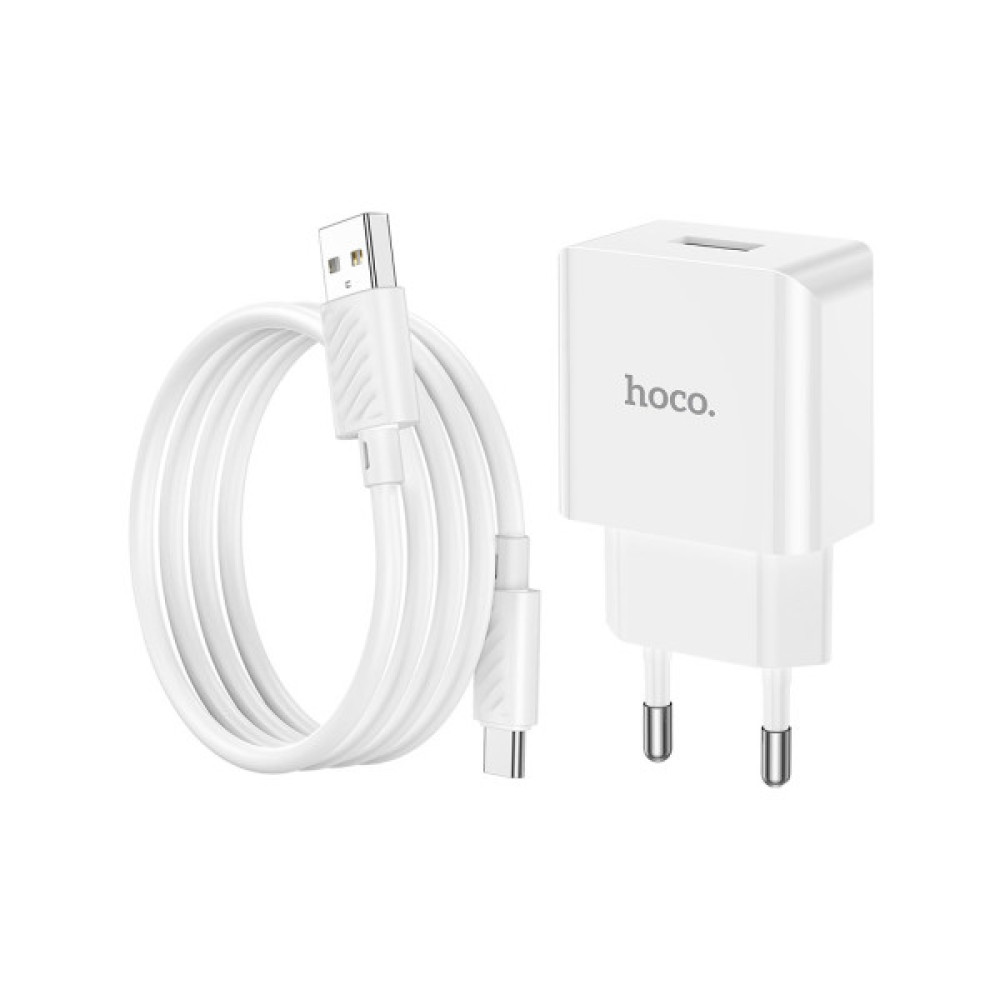 Зарядний пристрій HOCO C106A Leisure USB + cable USB to USB-C 10.5W White (6931474783912)