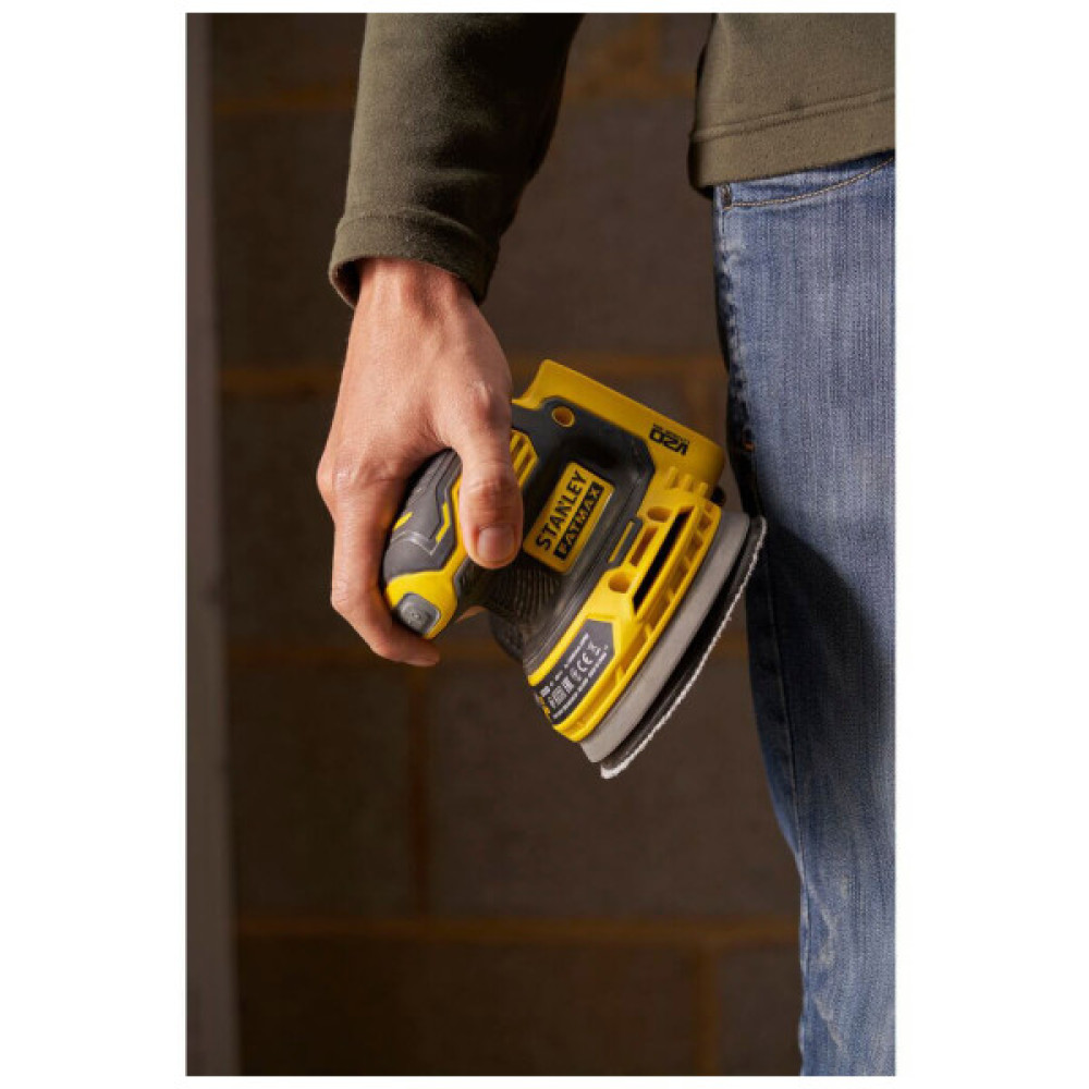 Шліфувальна машина Stanley ексцентрикова акумуляторна FatMax, безщіткова, Li-Ion 18В, 2Ah, 125 мм, 12000 об/хв (SFMCW220D1S)