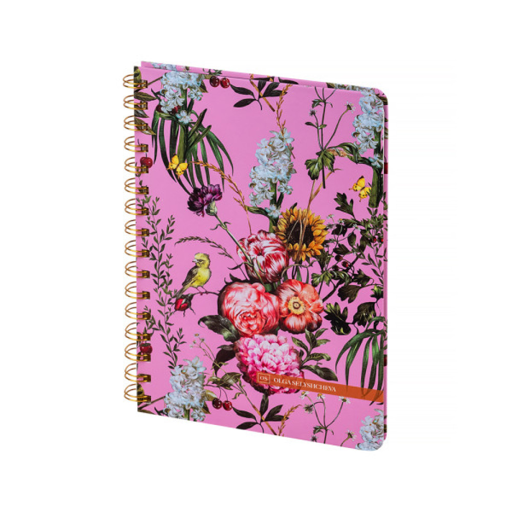 Блокнот Axent на спіралі Olga Selyshcheva, Summer А5 80 аркушів, клітинка, тверда обкладинка (8470-3-A-OS)