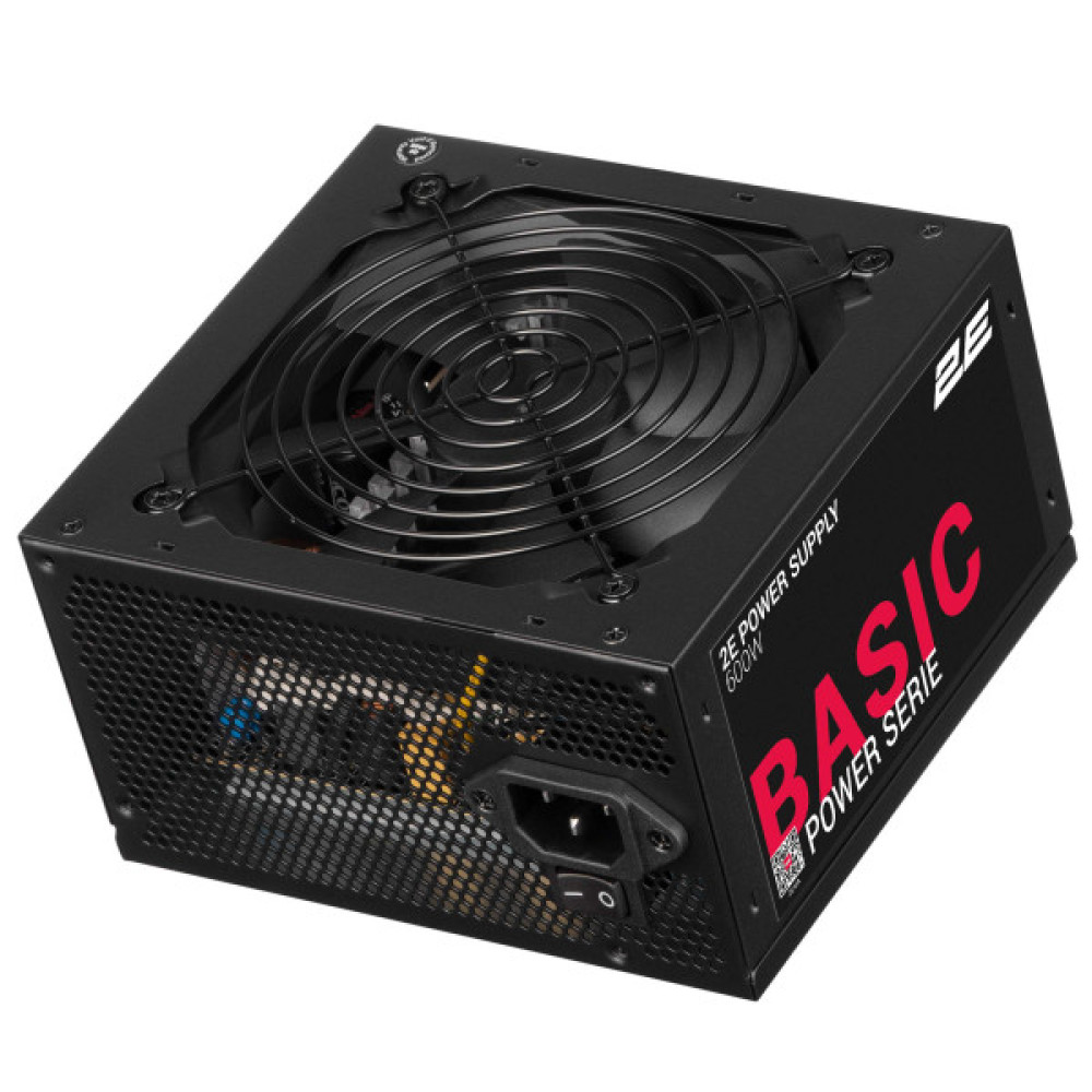 Блок живлення 2E Basic Power  (600W), >80%, 120мм, 1xMB 24pin(20+4), 1xCPU 8pin(4+4), 3xMolex, 4xSATA, 2xPCIe 8pin(6+2)