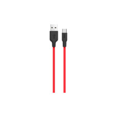 Дата кабель USB 2.0 AM to USB-C 1.0m 2A silicone X21 black+red HOCO (6957531071419)
