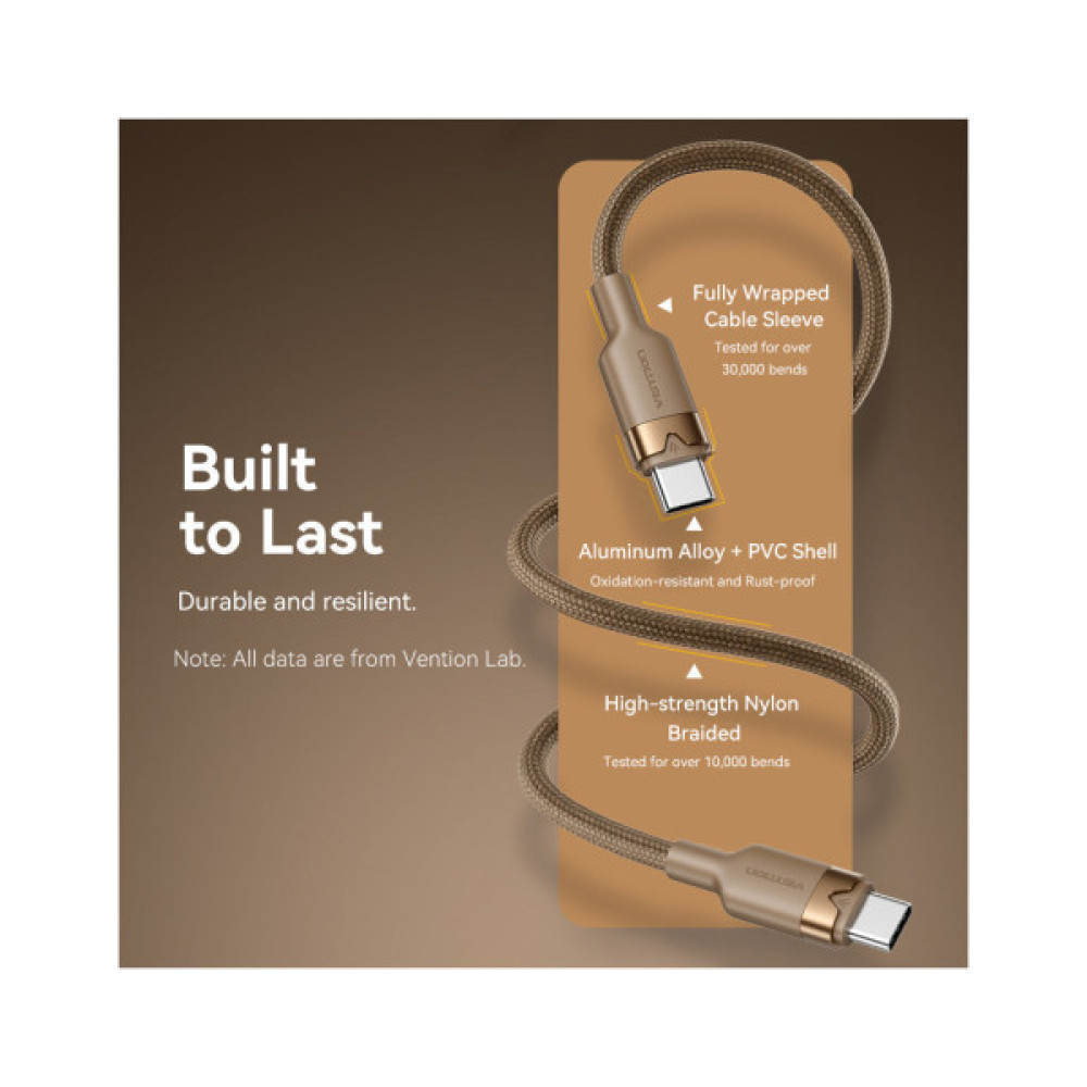 Дата кабель USB-C to USB-C 1.0m 3A aluminum gold Vention (TRDJF)