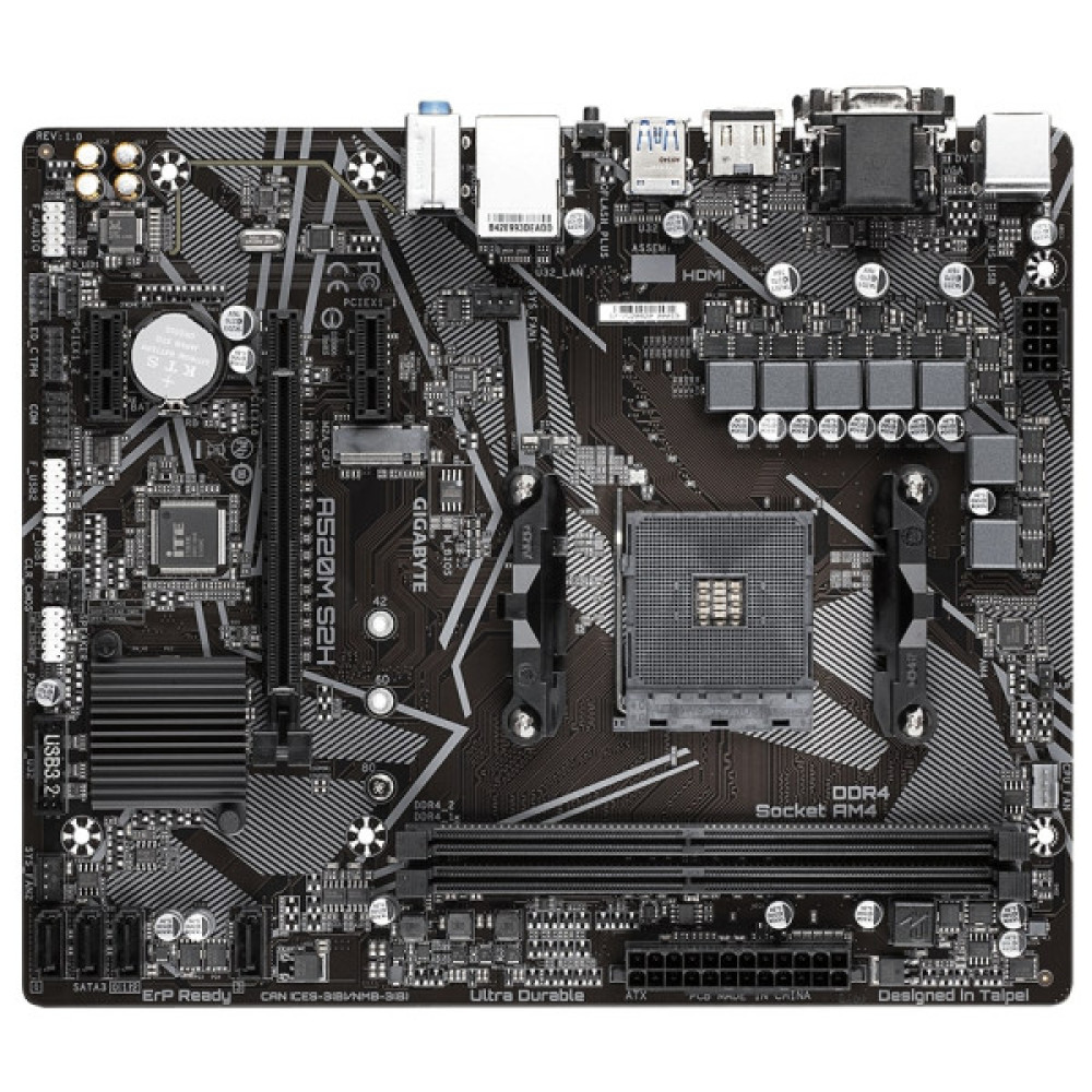 Материнська плата GIGABYTE A520M S2H sAM4 A520 2xDDR4 HDMI DVI D-Sub mATX