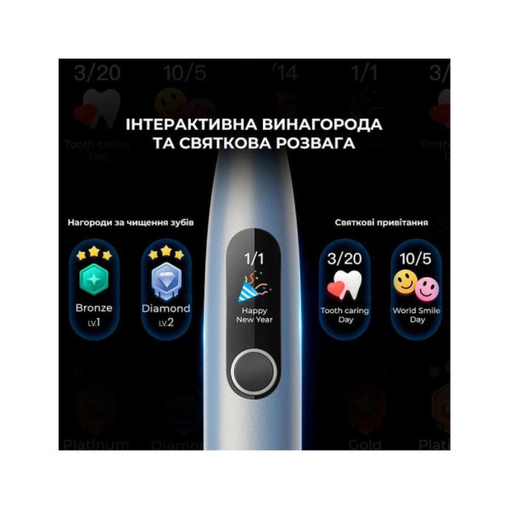 Електрична зубна щітка Oclean X Plus Pro Digital Silver (6970810556179)