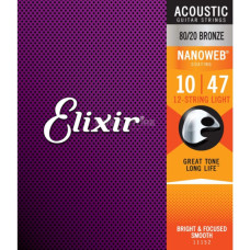 Струни для гітари Elixir 11152 Nanoweb 80/20 Bronze Acoustic 12-String Extra Light (10-47) (240666)