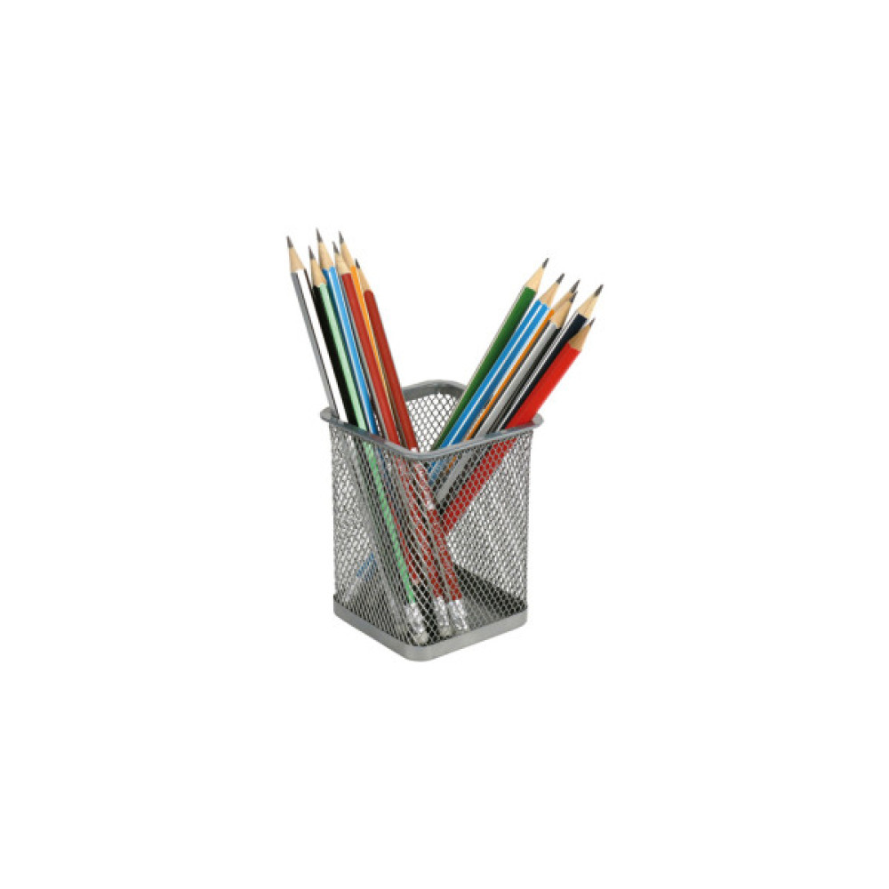 Підставка для ручок Axent square 80х80х100мм, wire mesh, silver (2111-03-A)