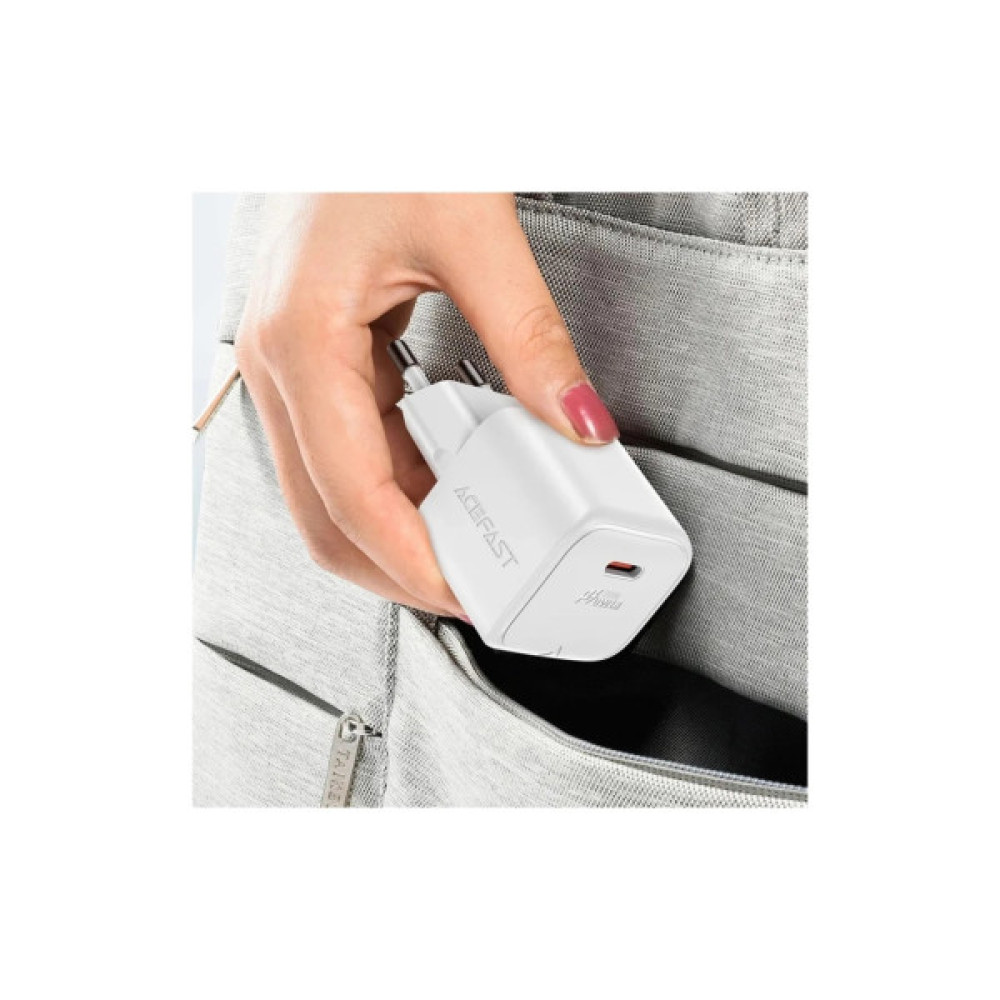 Зарядний пристрій Acefast USB-C 20W Gan A73 mini + USB-C cable Fast Charger White (6974316282655)