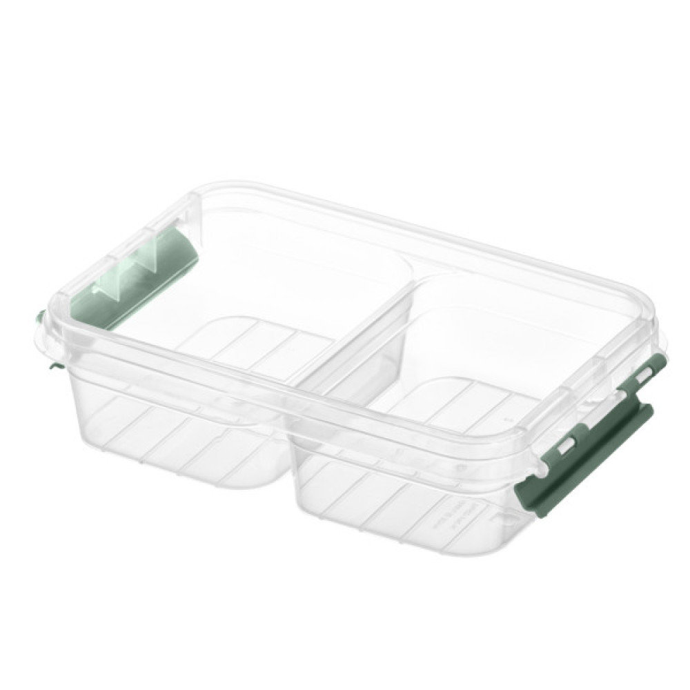 Харчовий контейнер Ardesto Fresh двосекційний 2х0.25л, пластик, прямокутна, зелений (AR1302G)