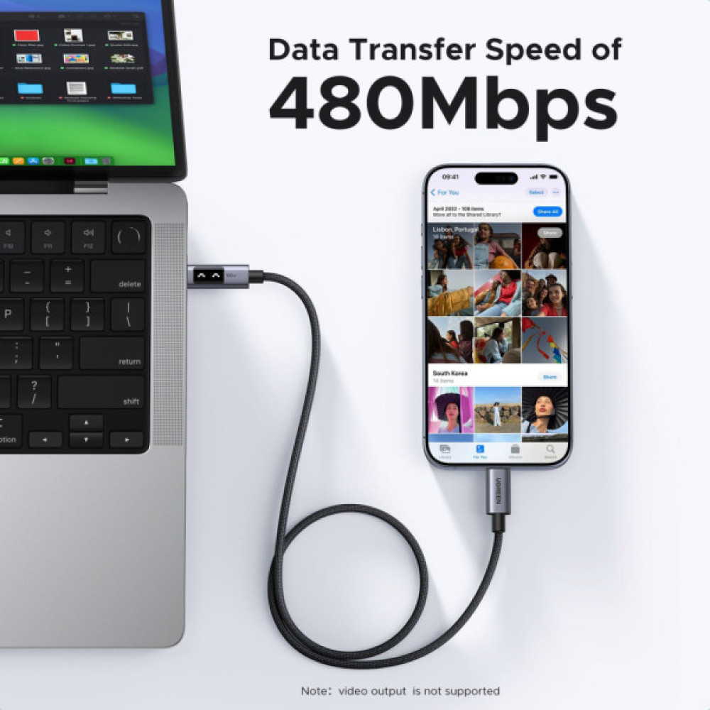 Дата кабель USB-C to USB-C 1.0m PD 100W L509 black Ugreen (35501)