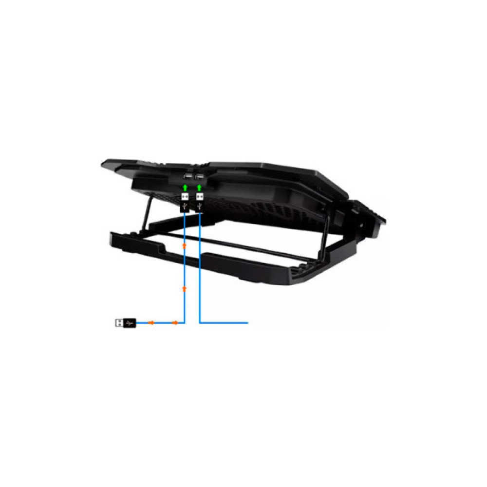 Підставка до ноутбука IceCoorel 10-17", 6*70mm 1800 RPM, 2*USB, + LCD, 365*297*30mm, Black (K8)
