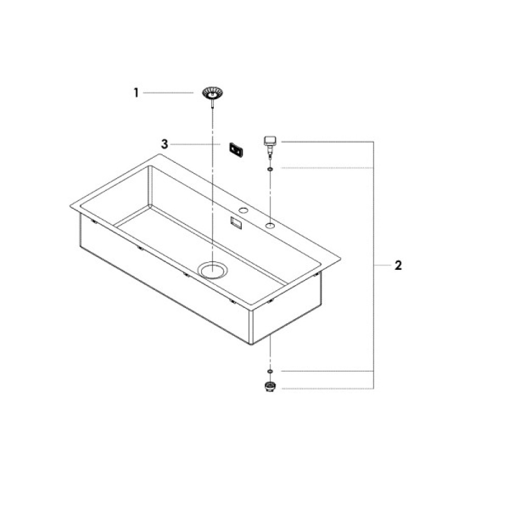 Мийка кухонна Grohe K800, нерж.сталь, прямокут., без крила, 1024x510x200мм, чаша - 1, врізна, нержавіюча сталь