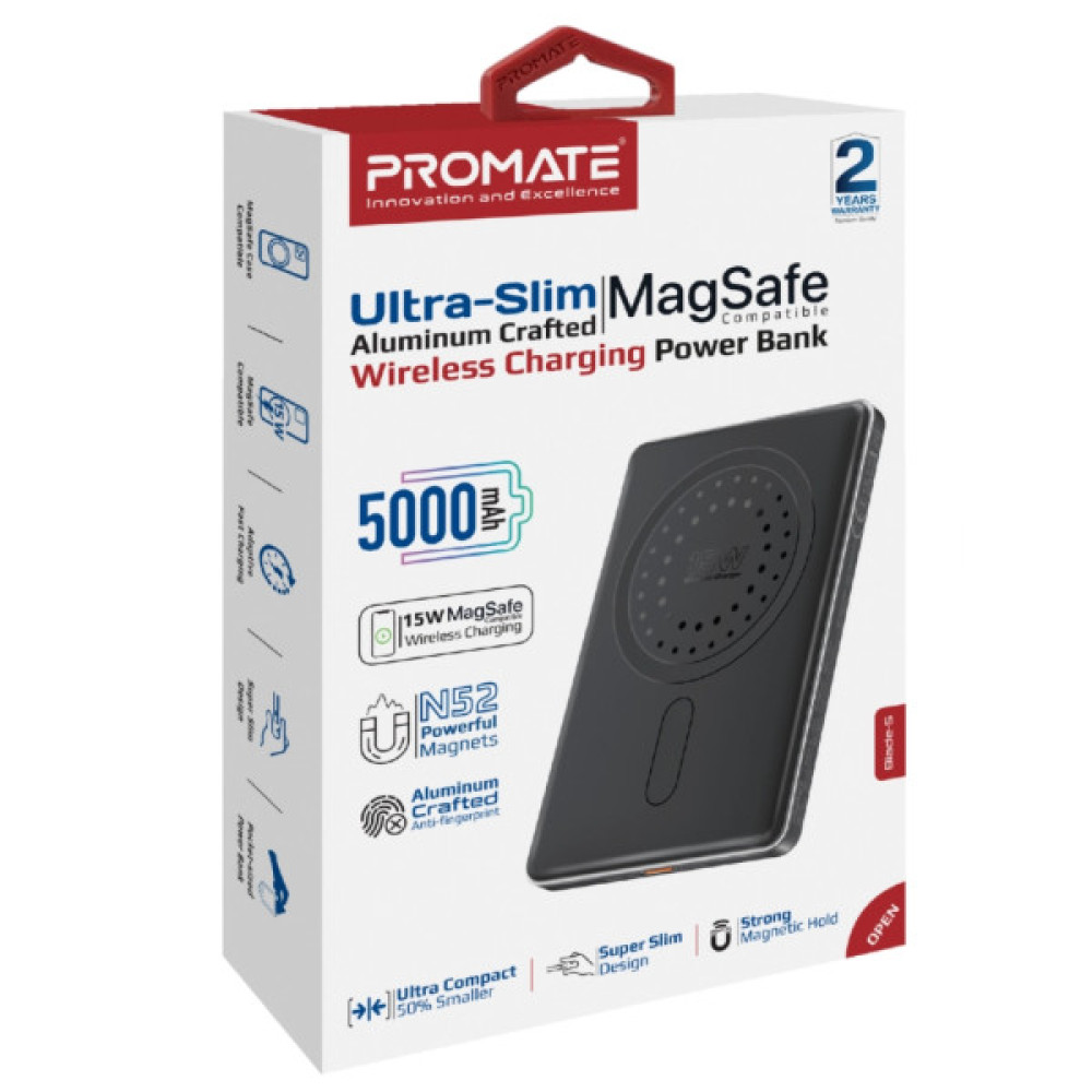 Батарея універсальна Promate 5000mAh MagSafe/15W (blade-5.black)