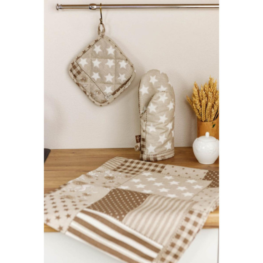 Кухонна прихватка Прованс Печворк беж Господиня 20х20 см (031496)