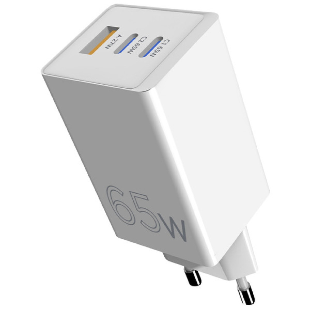 Зарядний пристрій Sigma 2xUSB-C PD65W + 1xUSB QC3.0 GaN X-power PS65-01 white (4827798637715)