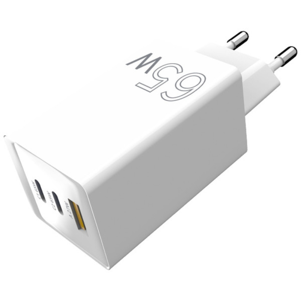 Зарядний пристрій Sigma 2xUSB-C PD65W + 1xUSB QC3.0 GaN X-power PS65-01 white (4827798637715)