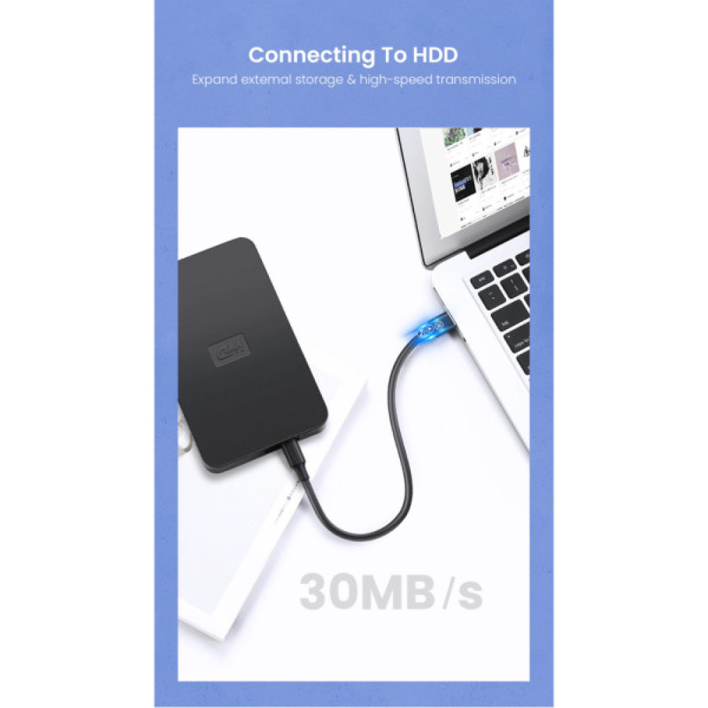 Дата кабель USB 2.0 AM to Mini 5P 0.5m black UGREEN (10354)