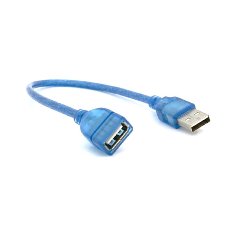 Дата кабель USB 2.0 AM/AF 0.3m blue transparent Voltronic (YT-AM/AF-0,3TBL)
