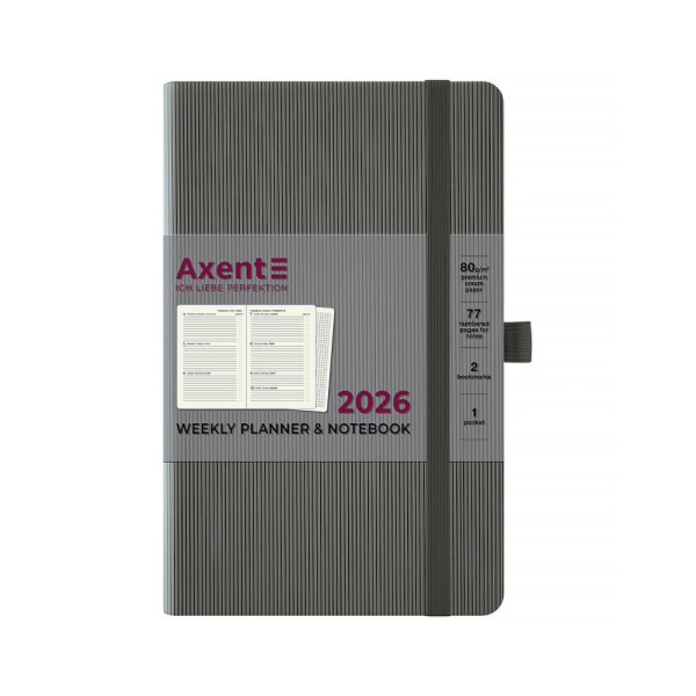 Тижневик Axent датований 2026 Partner Lines 125х195, сірий (8515-26-03-A)