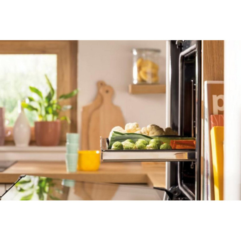 Духова шафа Gorenje електрична, 77л, A+, дисплей, ф-я без додавання жиру, чорний