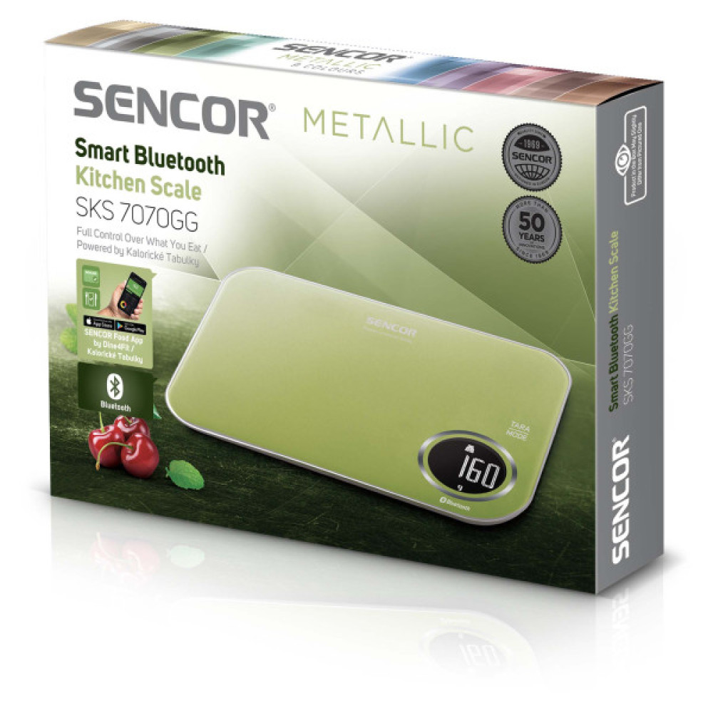 Ваги Sencor кухонні, 5кг, підключення до смартфону, AAAx2, пластик, салатовий