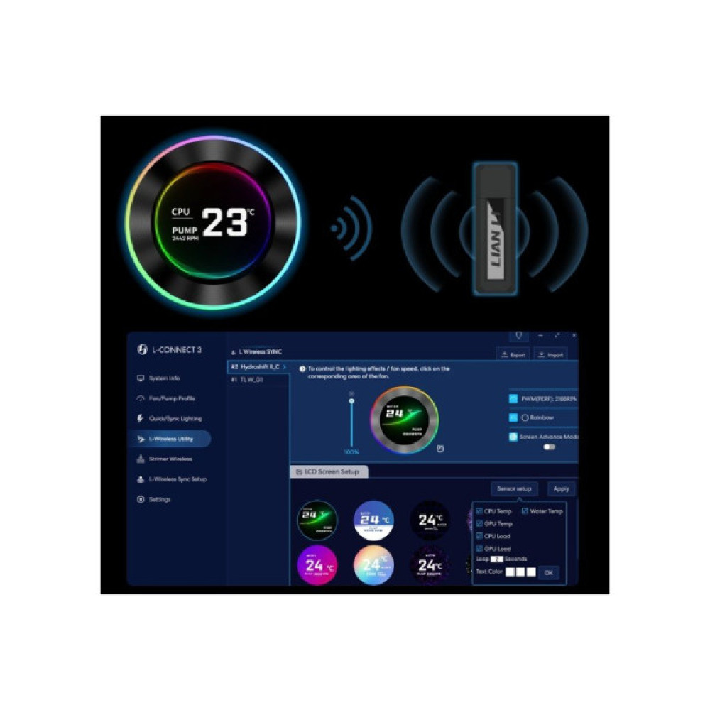 Система рідинного охолодження Lian Li HydroShift II LCD-C 360TL, Black (G89.GHS2LCD36TB.00)